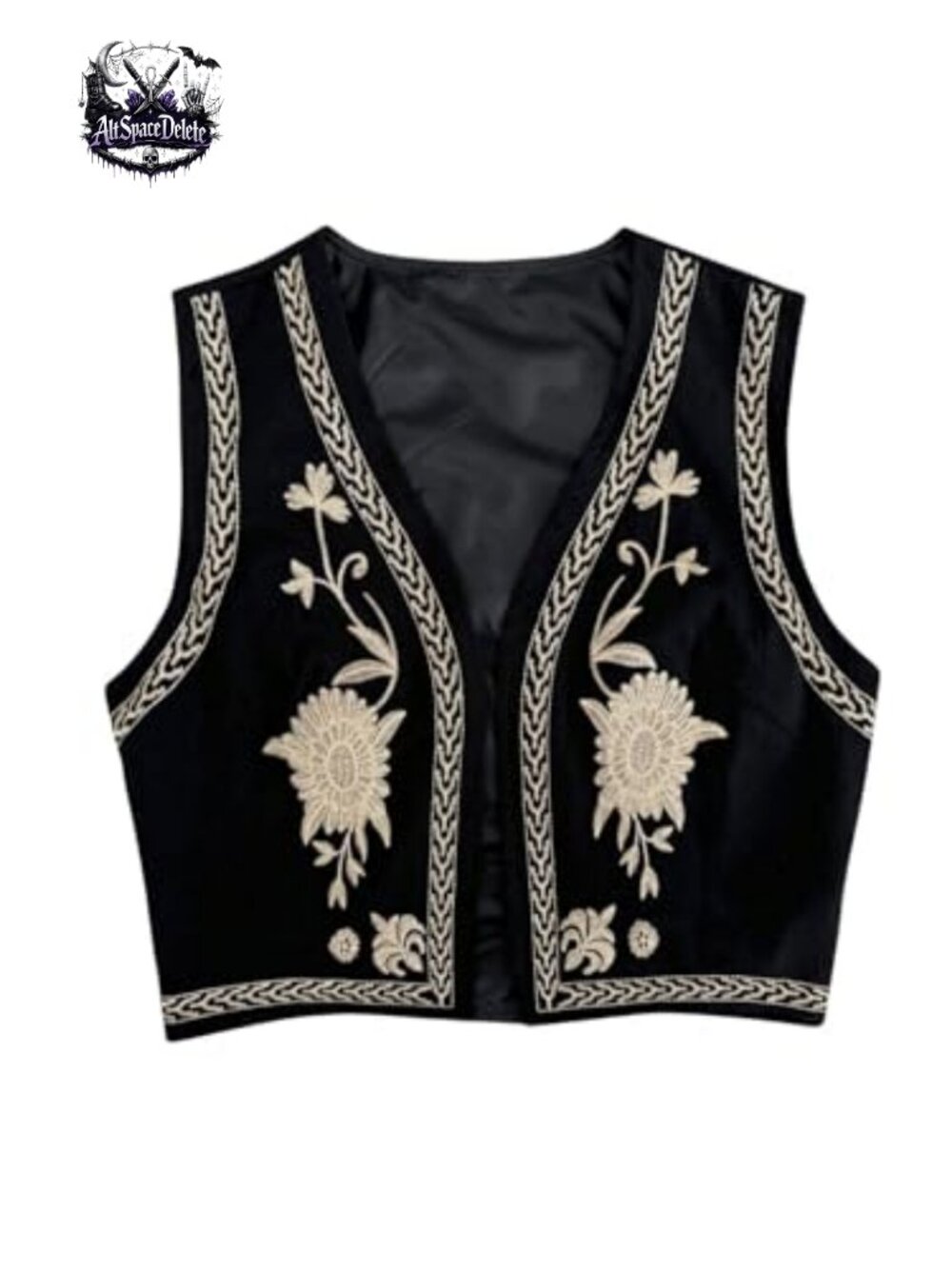 Womens Cowgirl Vest Western Linen Embroidered Boho Waistcoat Sleeveless Open